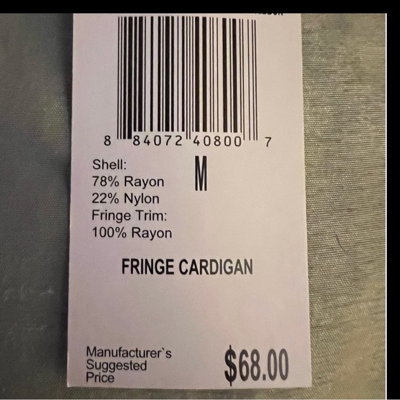 Chelsea & Theodore Fringe Grey Cardigan in size Medium..NWOT.. never been worn. - Picture 4 of 4